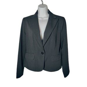 Black One-Button Women's Notch-Lapel Structured Blazer W Pockets Nine & Co 10P